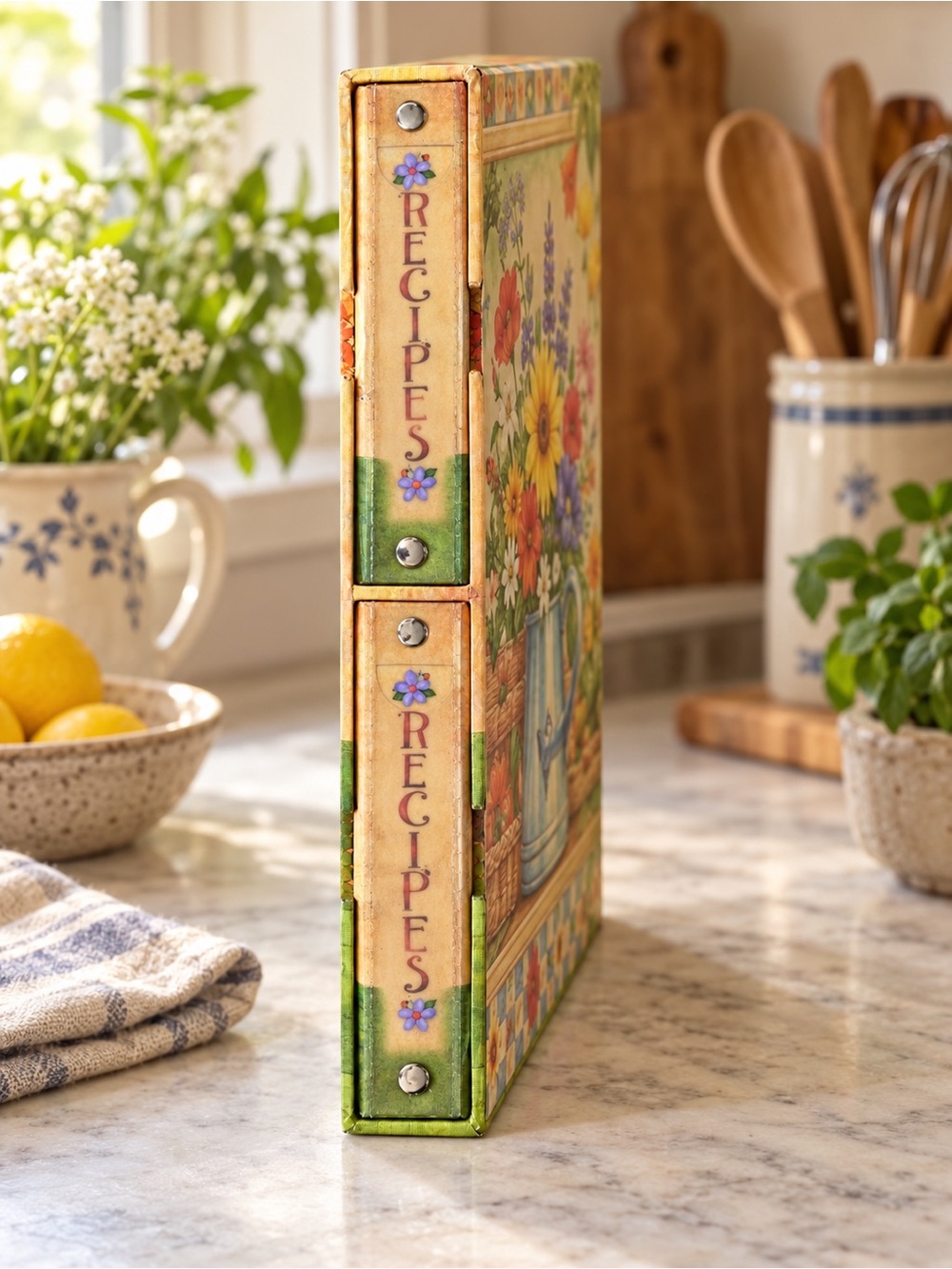 Debi Hron Recipe Binder Set with Slipcase | Birds & Flowers